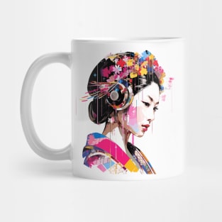 Japanese Woman Portrait Geisha Tradition Culture Abstract Mug